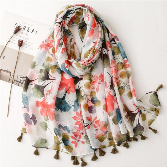 Foulard en coton "Fleurie Pastel"