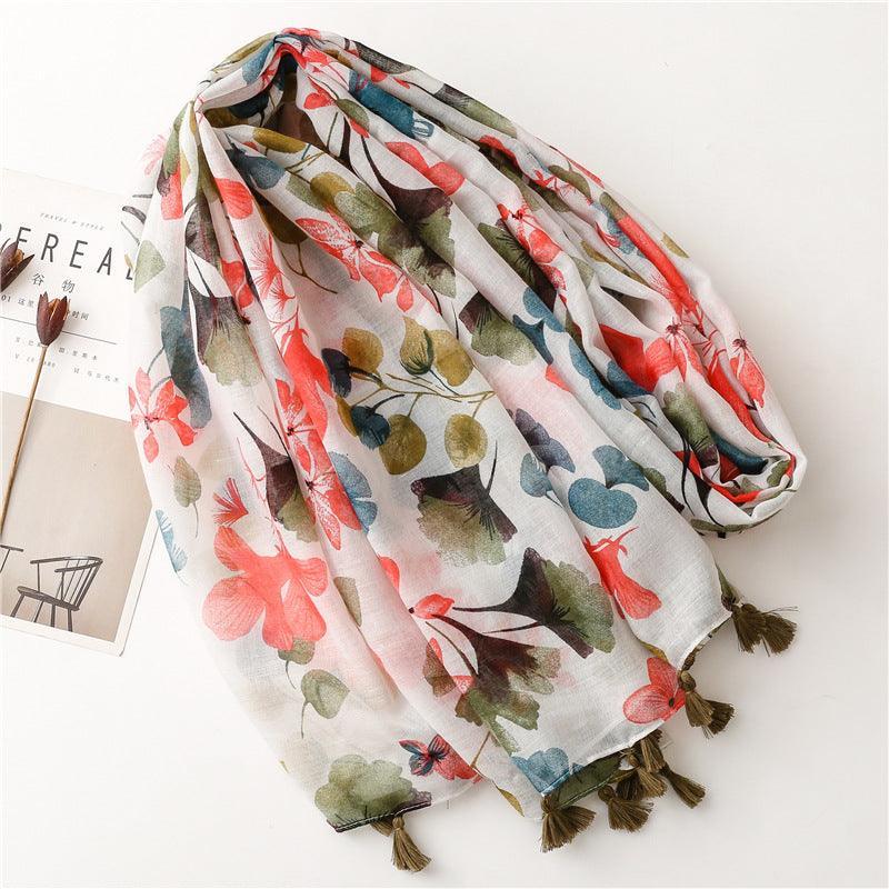 Foulard en coton "Fleurie Pastel"