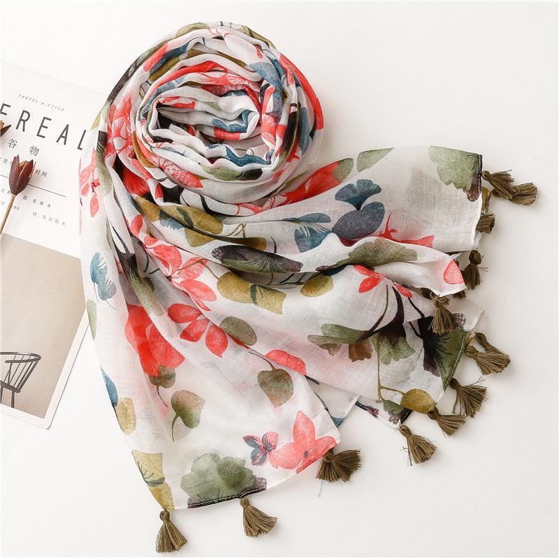 Foulard en coton "Fleurie Pastel"