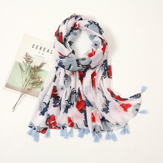 Foulard en coton floral tricolore