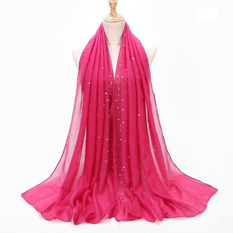 Foulard en coton orné de strass scintillants Rose