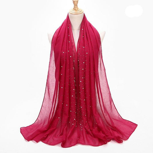 Foulard en coton orné de strass scintillants Rouge