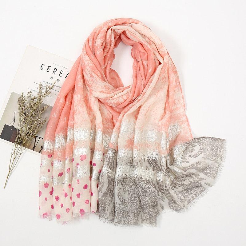 Foulard coton rose et argent - Édition limitée