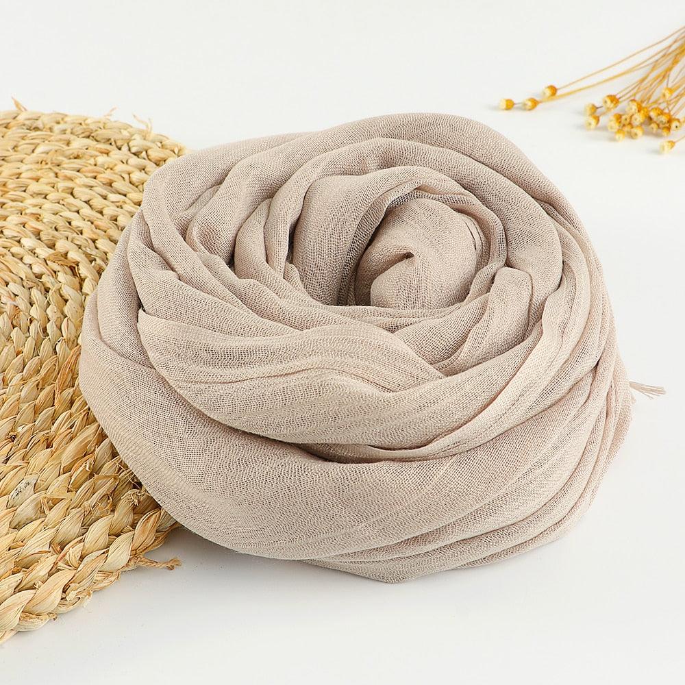 Foulard en coton uni de qualité Beige