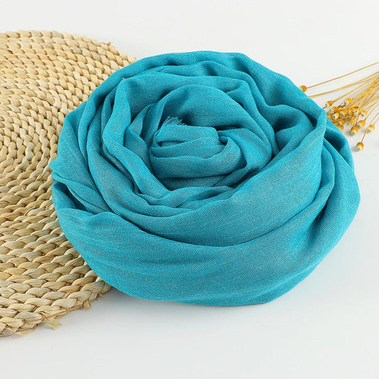Foulard en coton uni de qualité Bleu