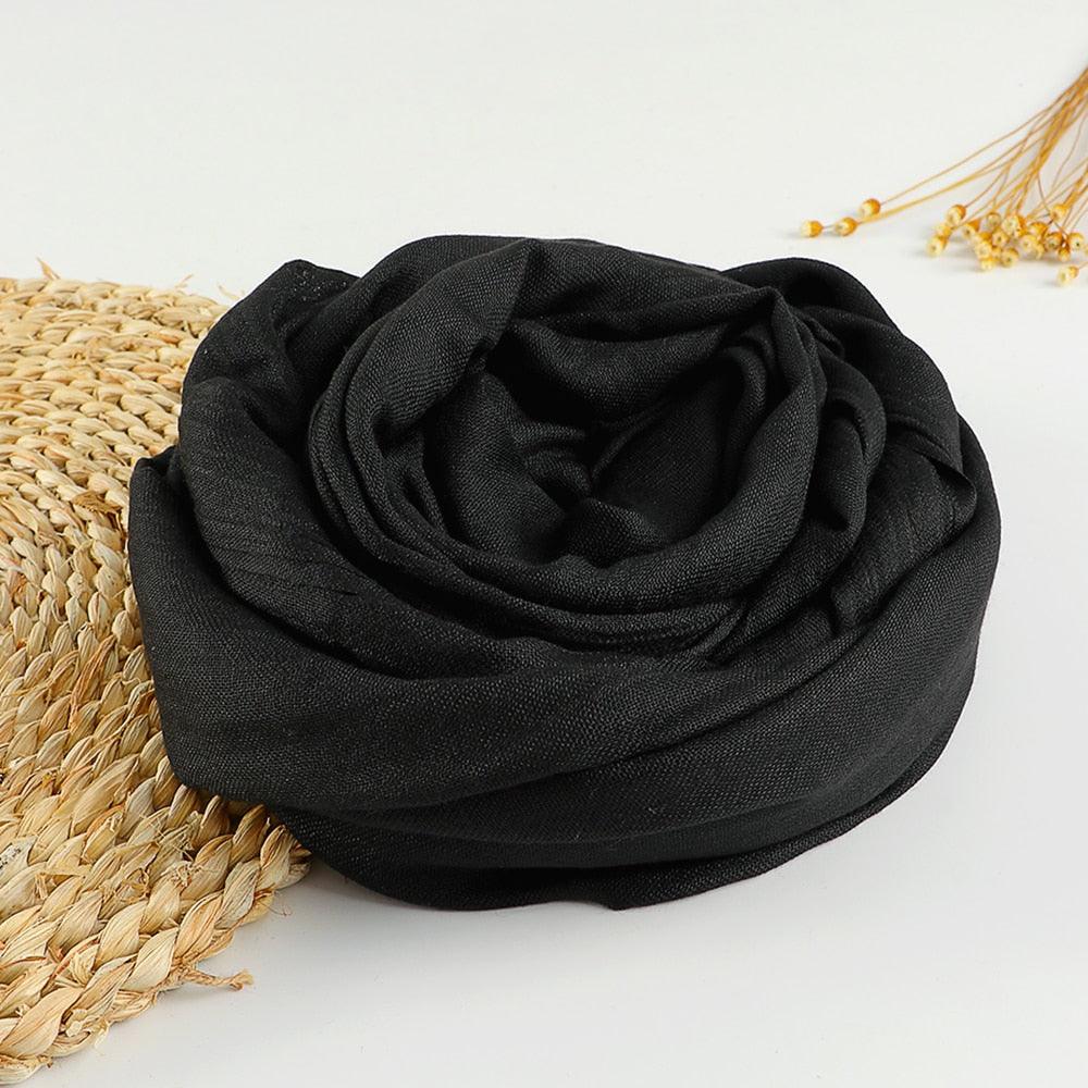Foulard en coton uni de qualité Noir