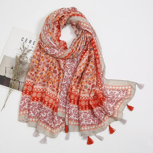 Foulard en coton vintage rose orange - Édition limitée