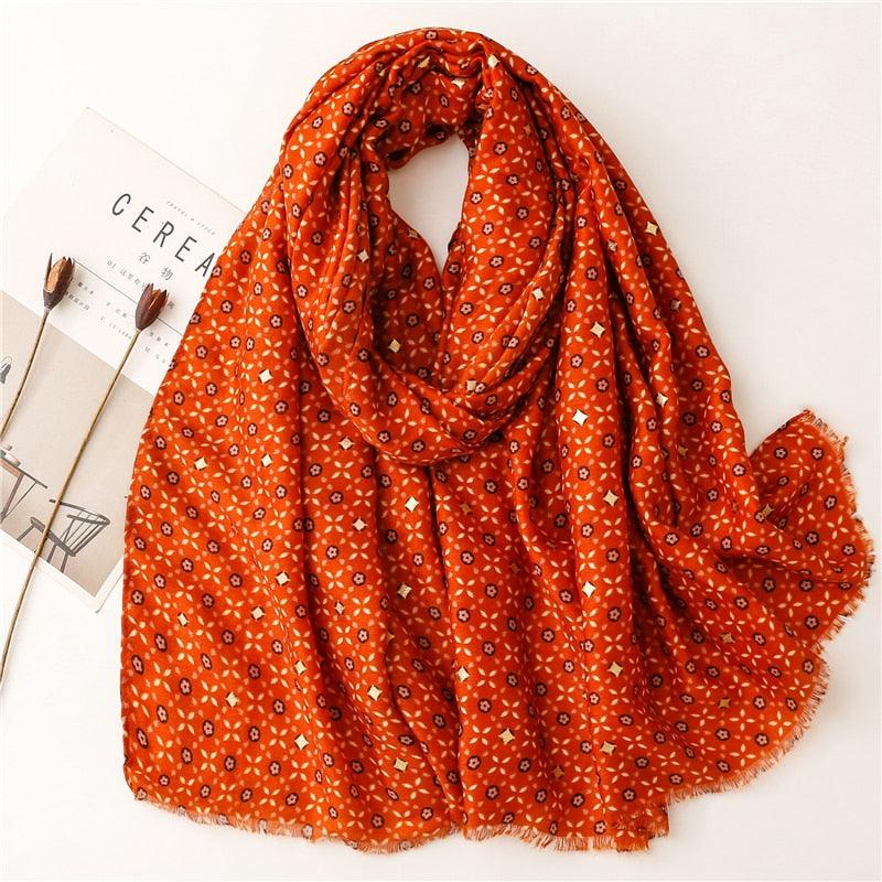 Foulard en lin imprimé LongLinen™ Orange