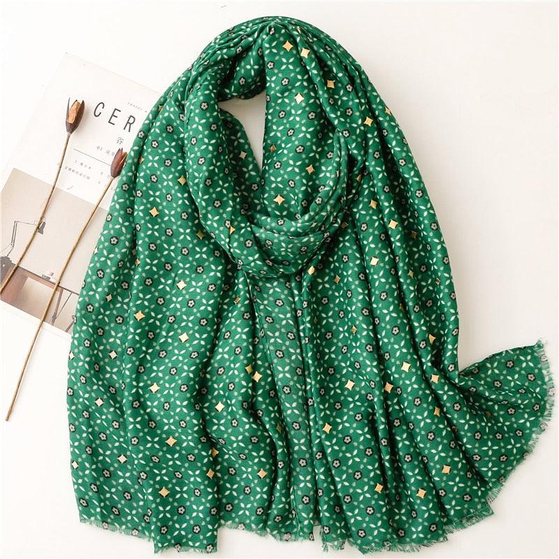 Foulard en lin imprimé LongLinen™ Vert
