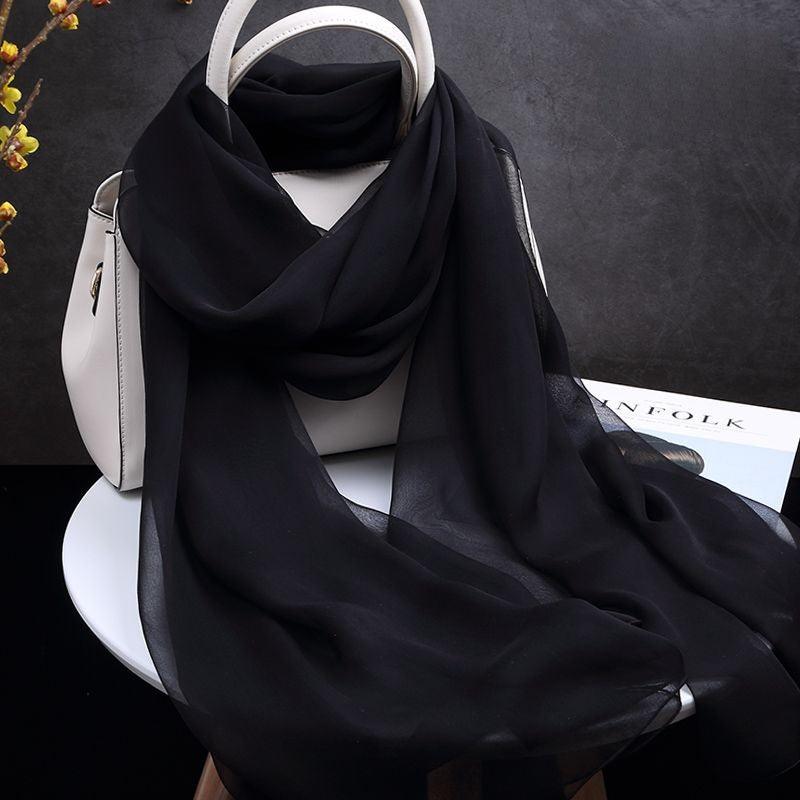 Foulard en Soie Noire Naturelle