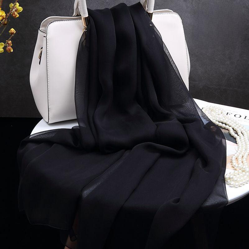 Foulard en Soie Noire Naturelle