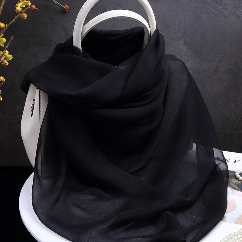 Foulard en Soie Noire Naturelle