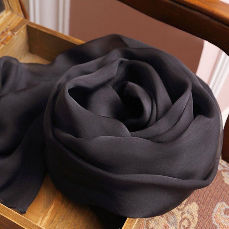 Foulard en Soie Noire Naturelle