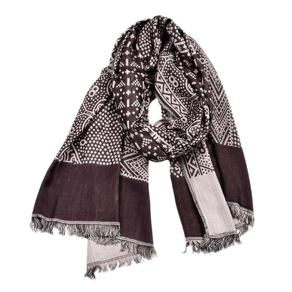Foulard ethnique en coton et lin Rouge