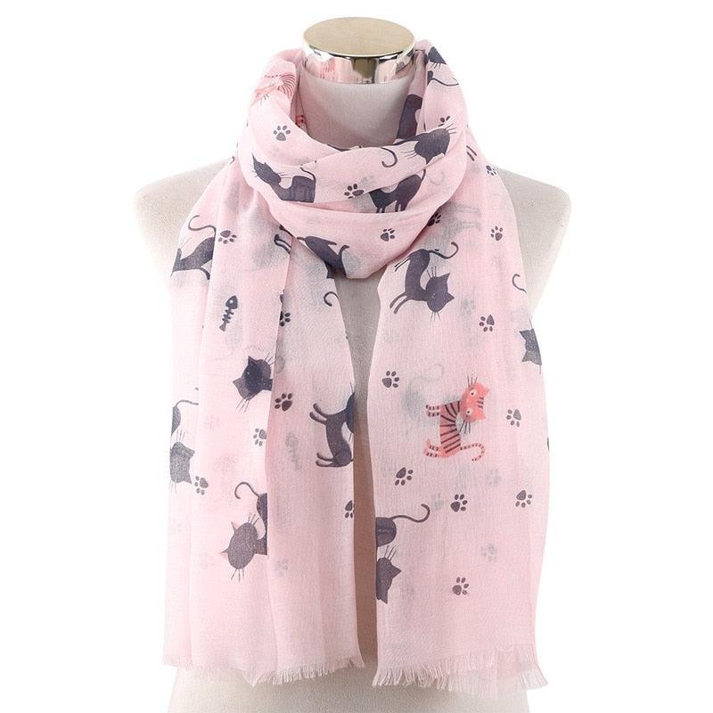Foulard félin et marin imprimé Rose