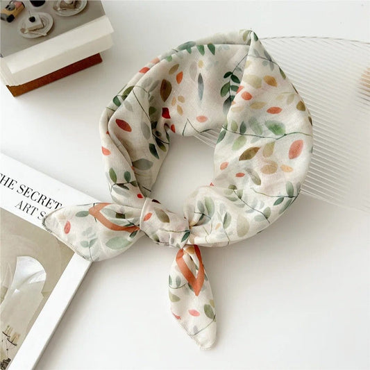 Foulard Fillette Élégant avec Motif Floral Beige