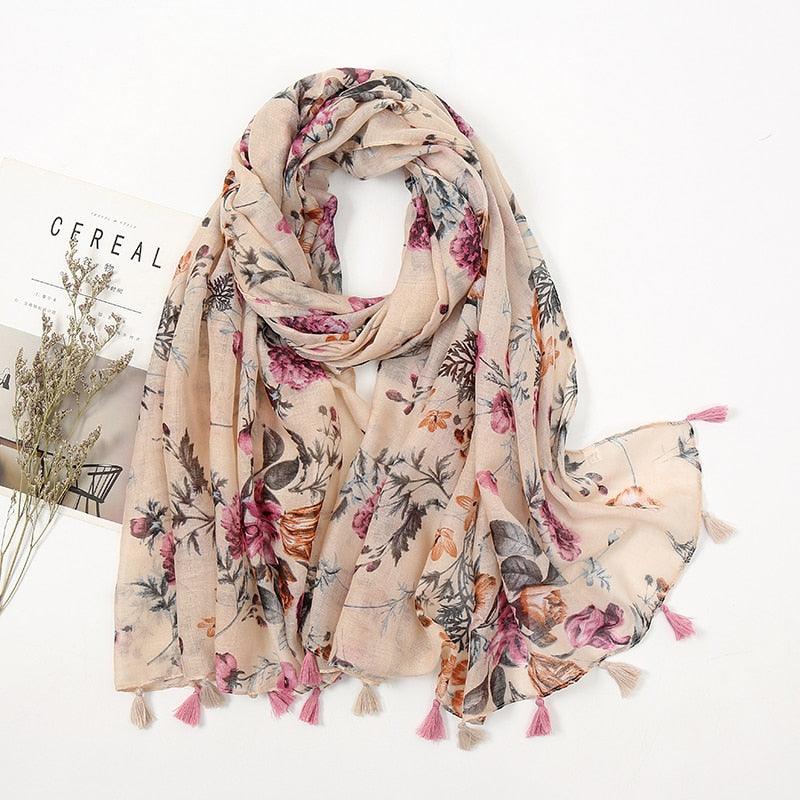 Foulard Rose en Motif Floral