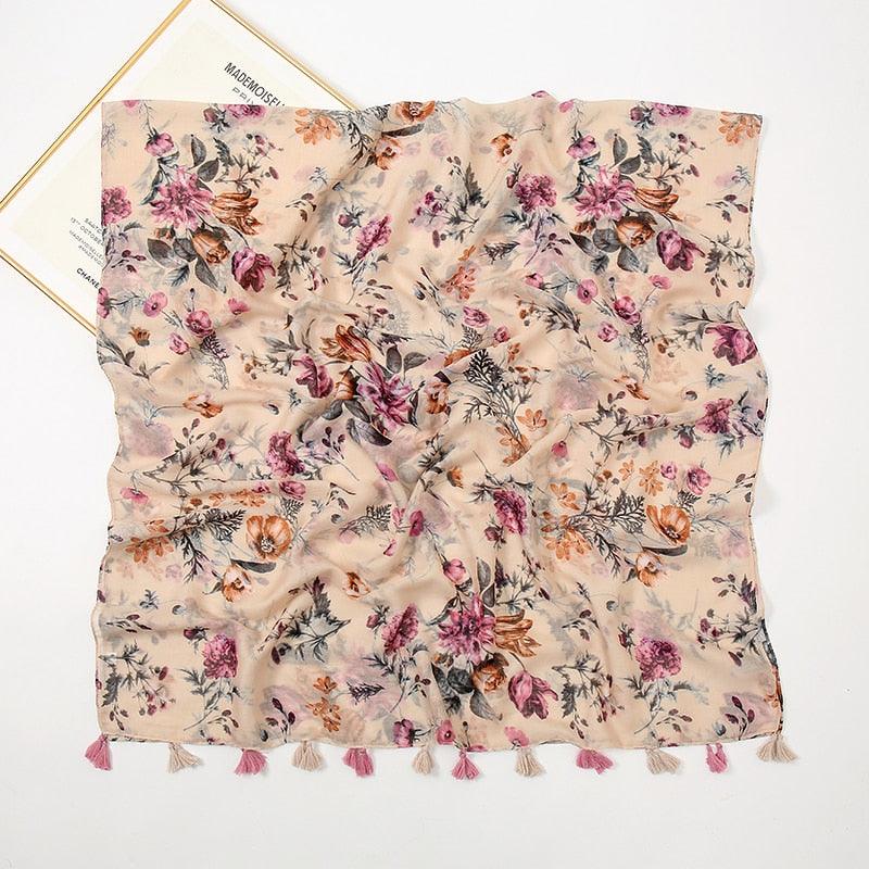 Foulard Rose en Motif Floral