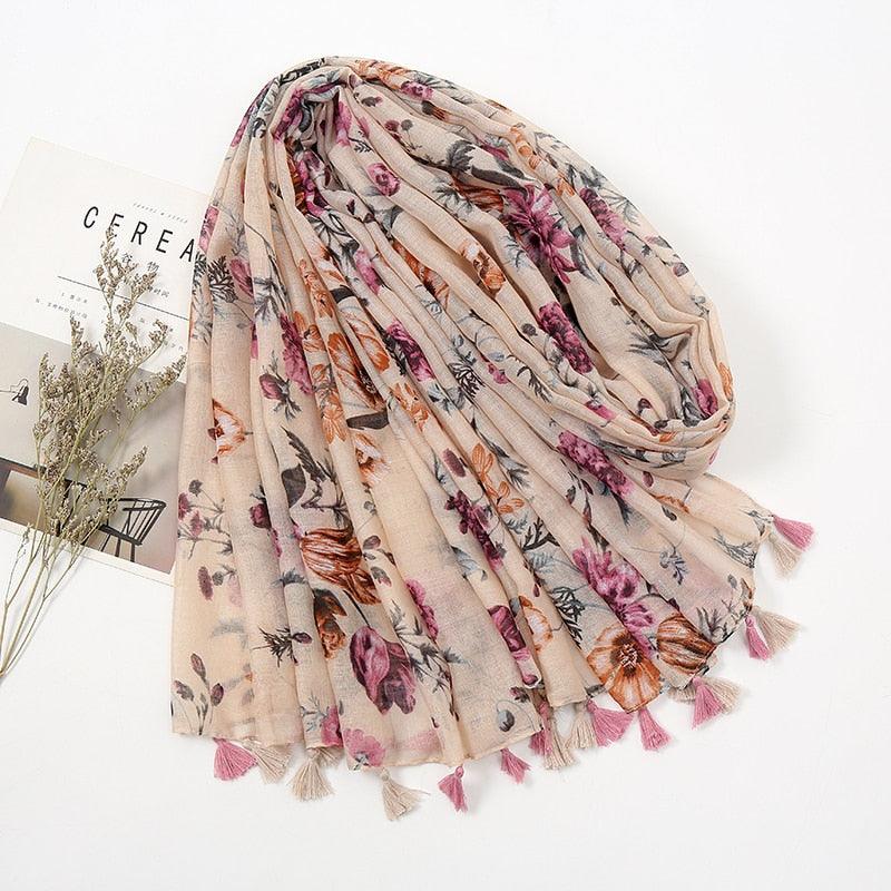 Foulard Rose en Motif Floral