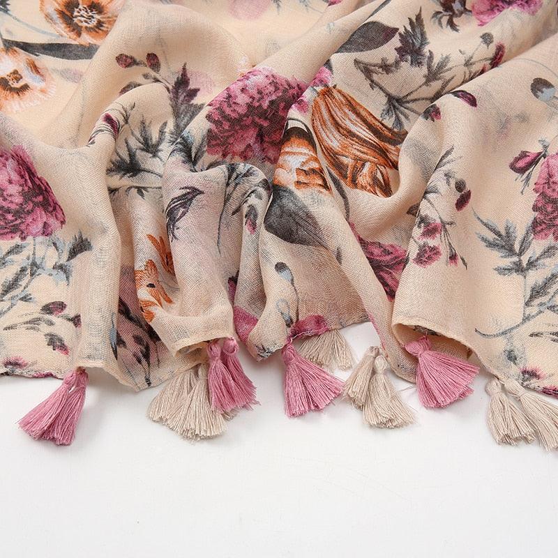 Foulard Rose en Motif Floral