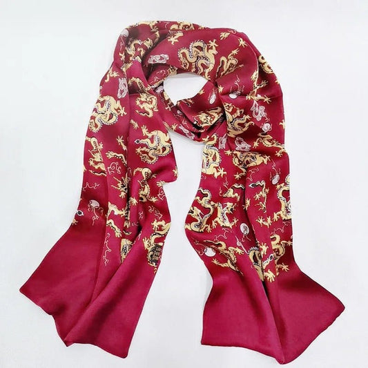 Foulard Homme en Soie avec Motifs Dorés Rouge