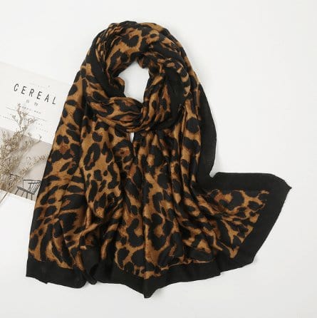 Foulard Léopard en Coton de Luxe Marron