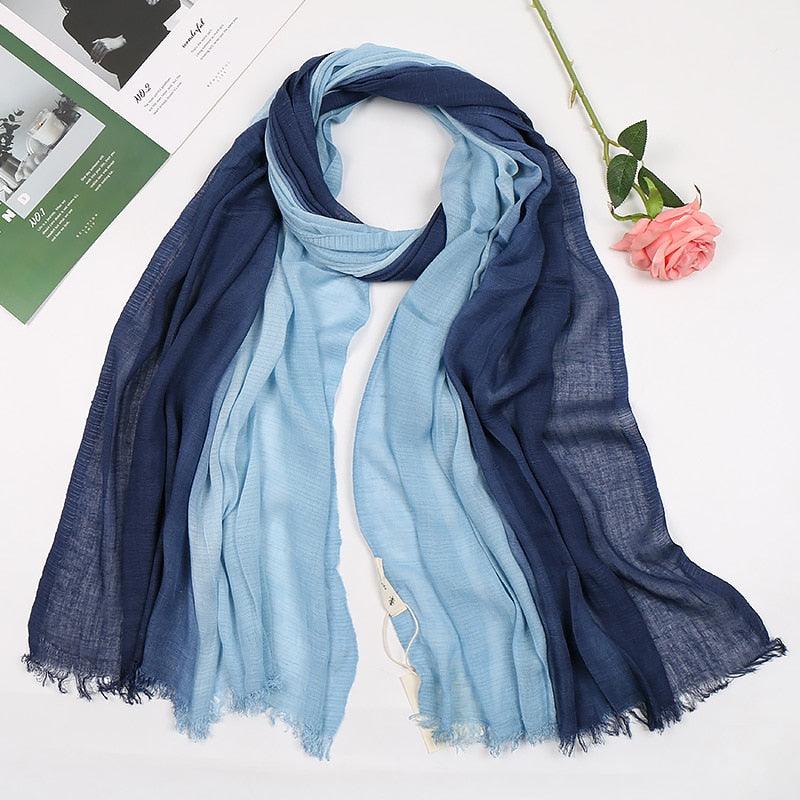 Foulard Lin Dégradé Luxe Bleu clair