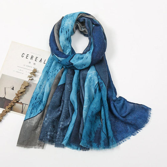 Foulard Lunaire en Coton Bleu