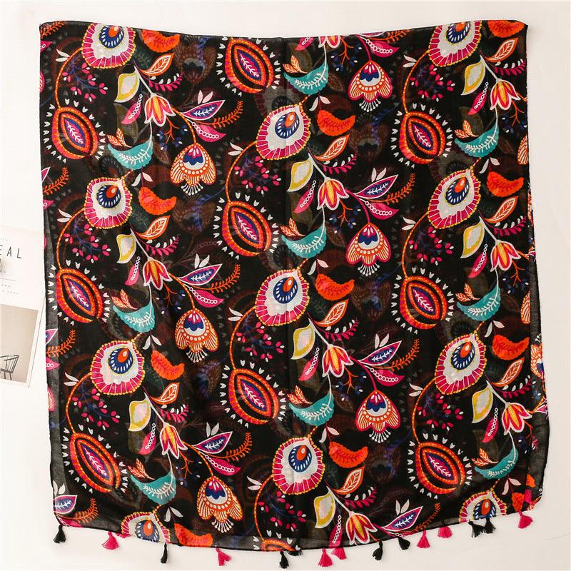 Foulard Noir Éclat en Coton Motif Abstrait