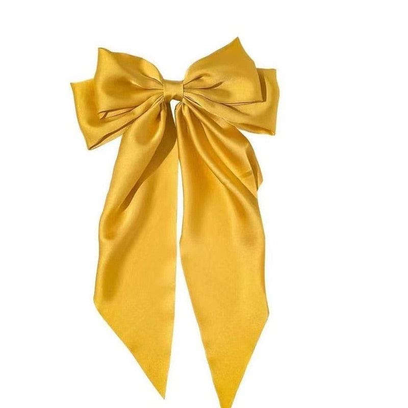 Foulard Pince à Cheveux Grand Nœud Papillon Glamour Jaune