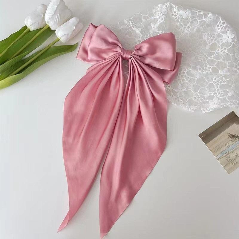 Foulard Pince à Cheveux Grand Nœud Papillon Glamour Rose
