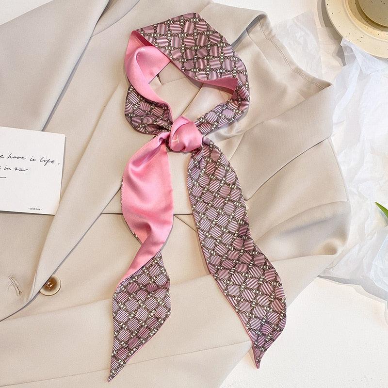 Foulard Rose Bande Croisillons