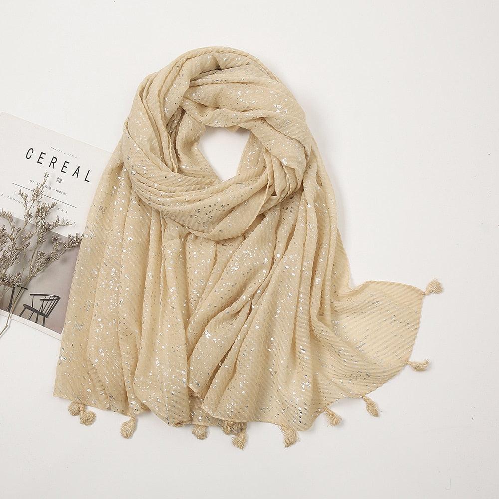 Foulard Scintillant d'Argent Beige