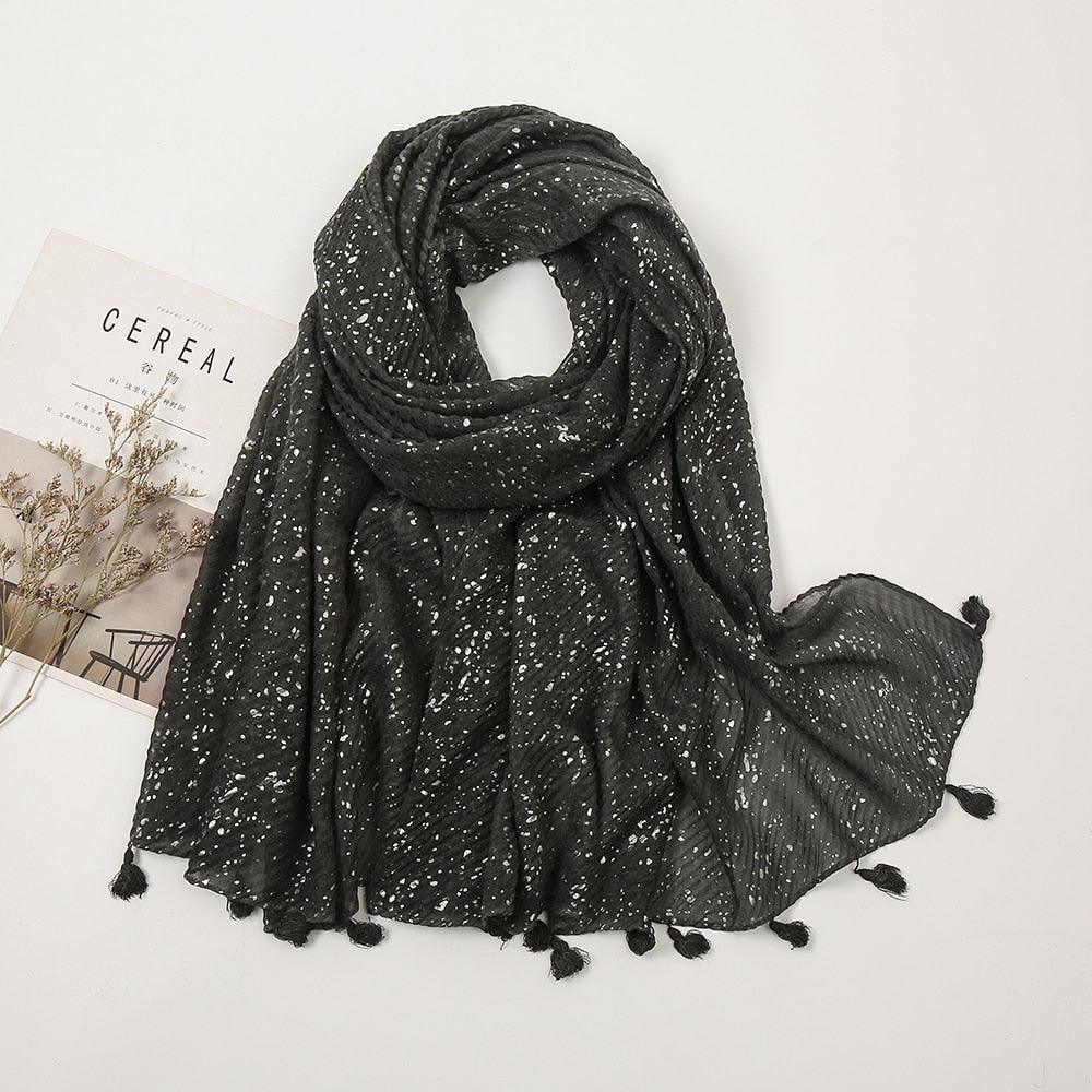 Foulard Scintillant d'Argent Noir