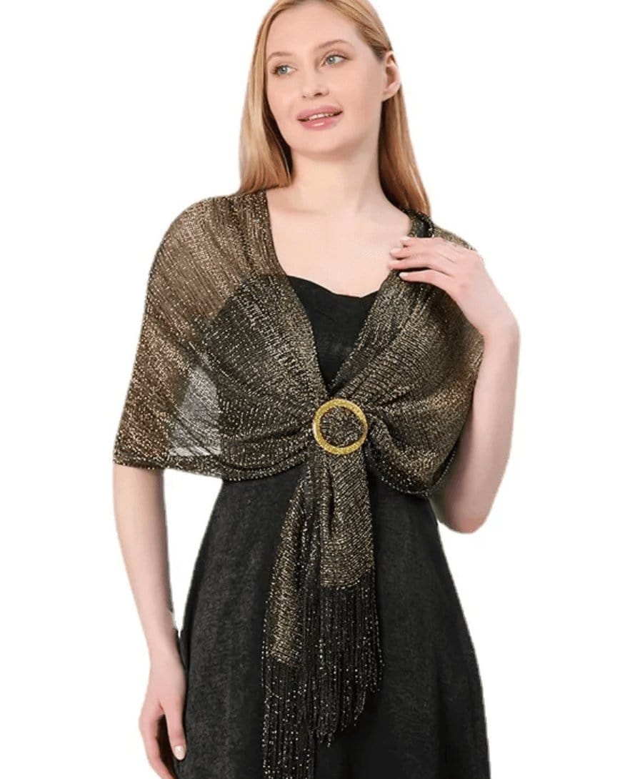 Foulard scintillant pour femme Noir et Or