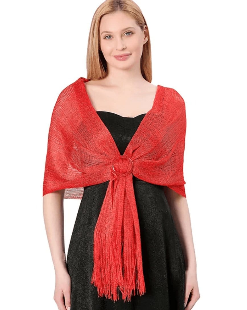 Foulard scintillant pour femme Rouge