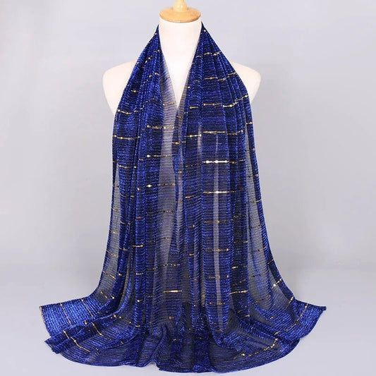 Foulard Strass Élégant et Transparent Bleu