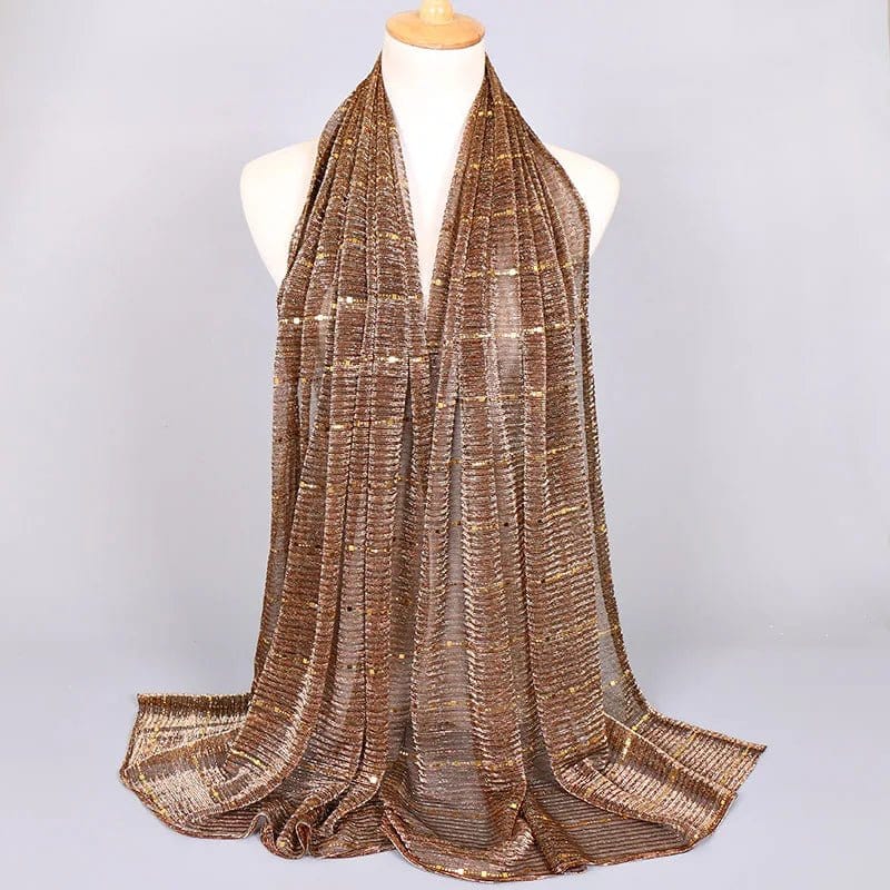 Foulard Strass Élégant et Transparent Marron