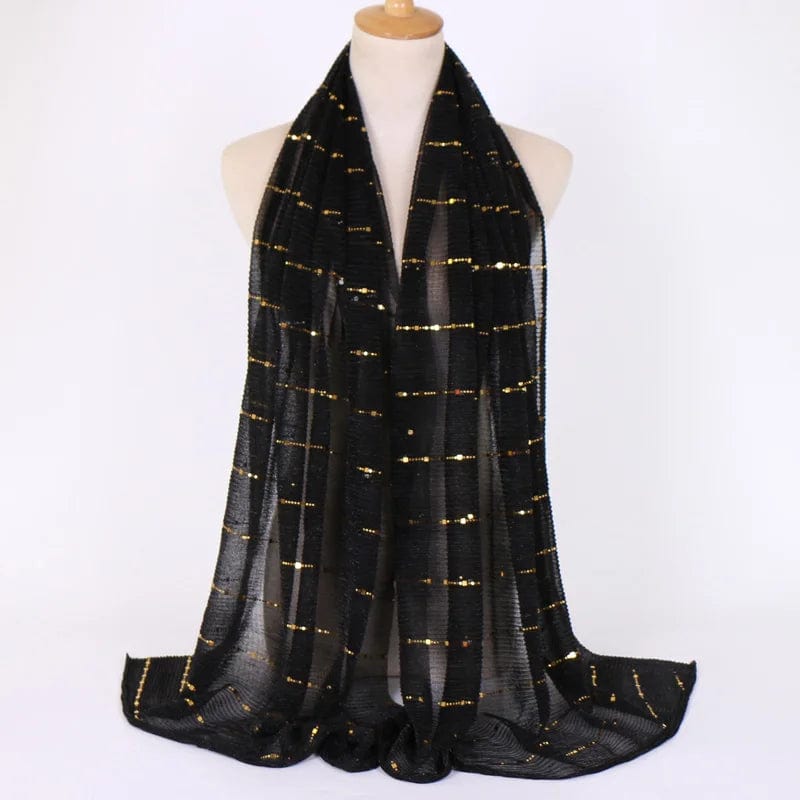 Foulard Strass Élégant et Transparent Noir