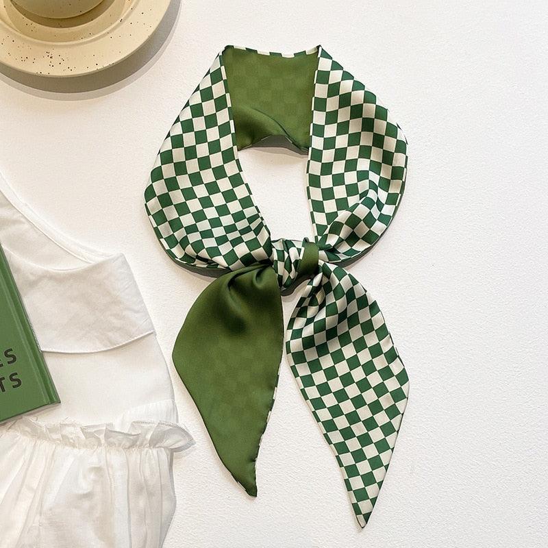 Foulard Vert Bande de Luxe Grand carreaux