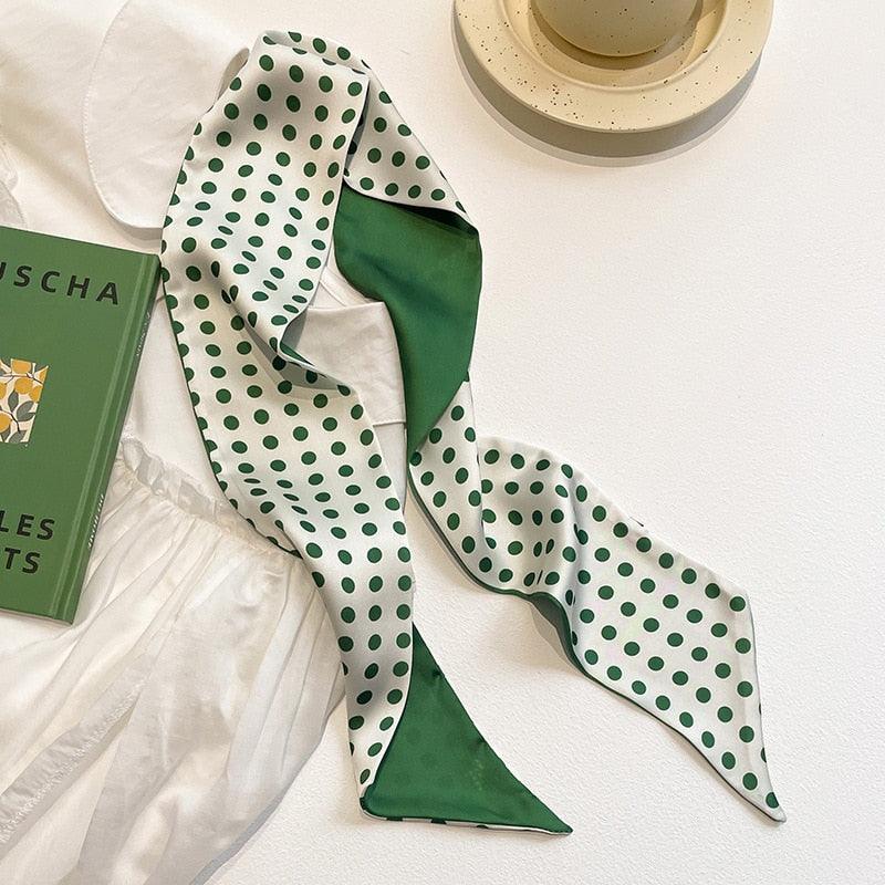 Foulard Vert Bande de Luxe Petit pois