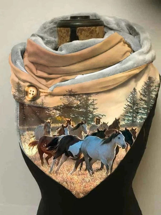 Galop de Chevaux | Snood Original Artisanal Kaki / 135x50 cm