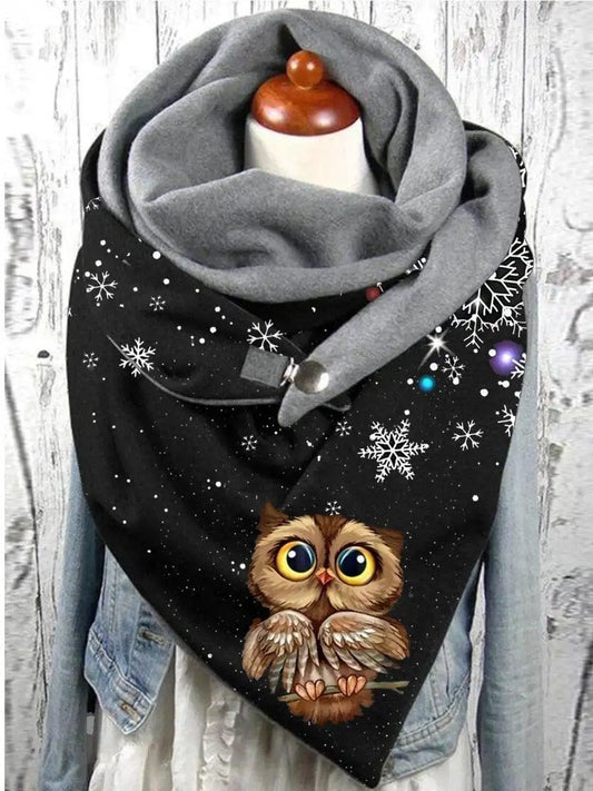 La Chouette de l'Hiver | Snood à Pince pour le Froid Black / 150x75 cm