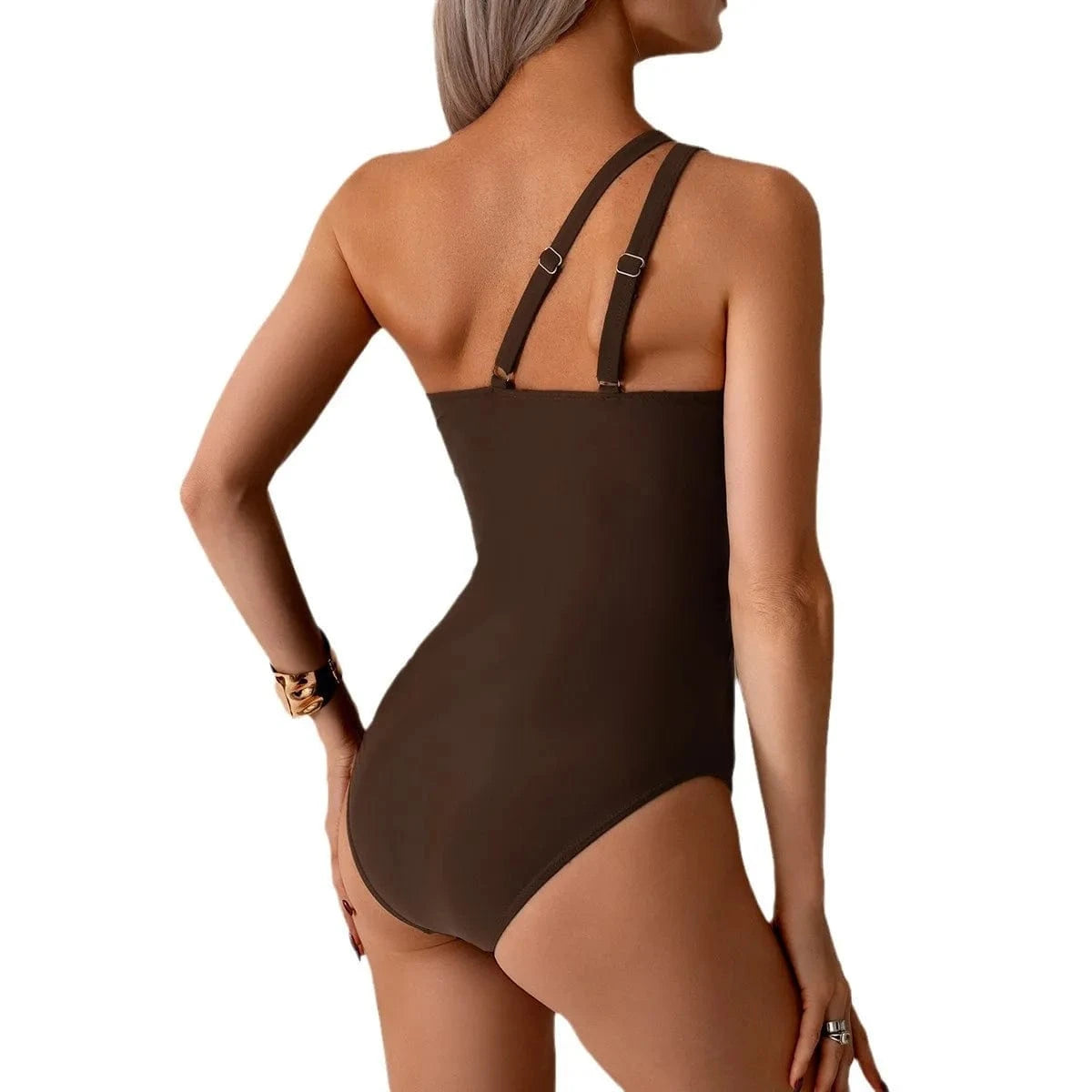 Maillot de Bain Une Pièce Asymétrique Rose avec Résille - Élégance et Confort Audacieux