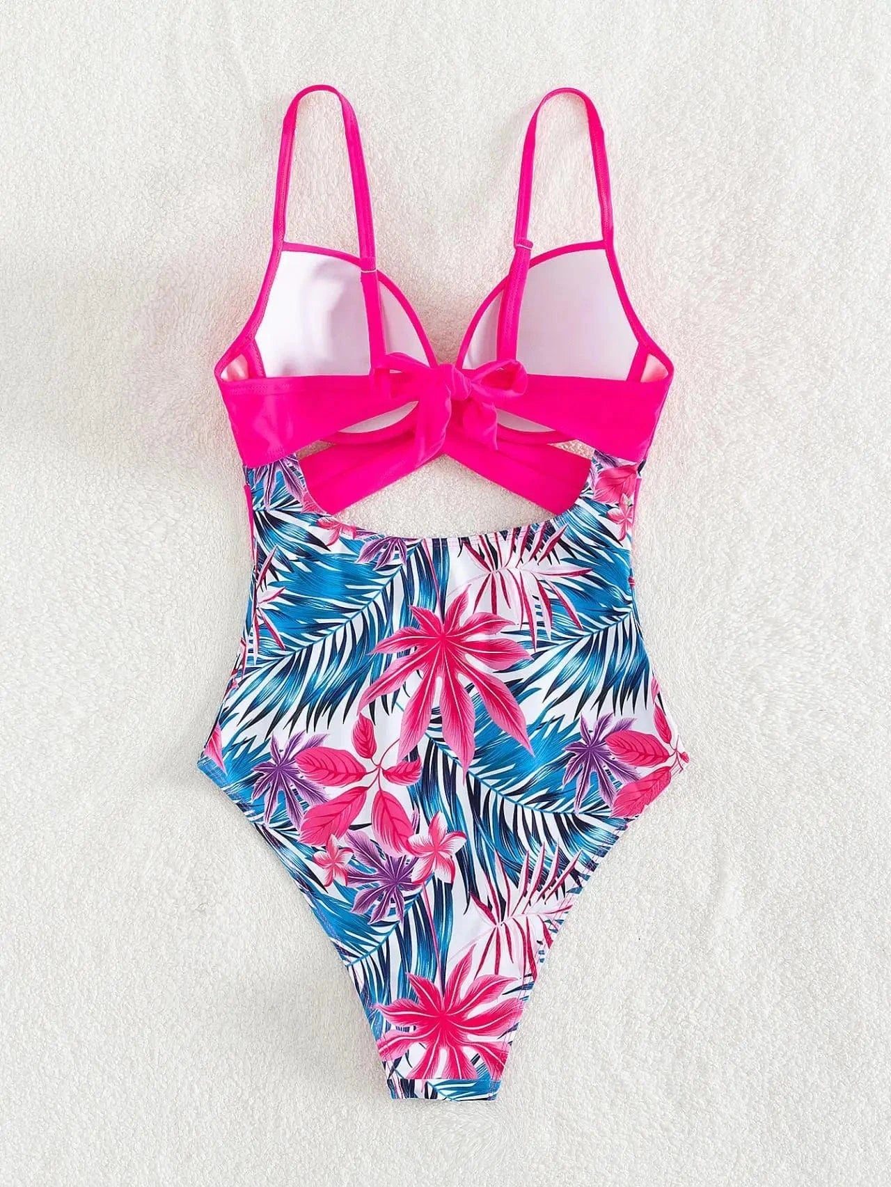 Maillot de Bain Une Pièce Croisé Tropical Rose Élégant pour Un Style Estival Raffiné