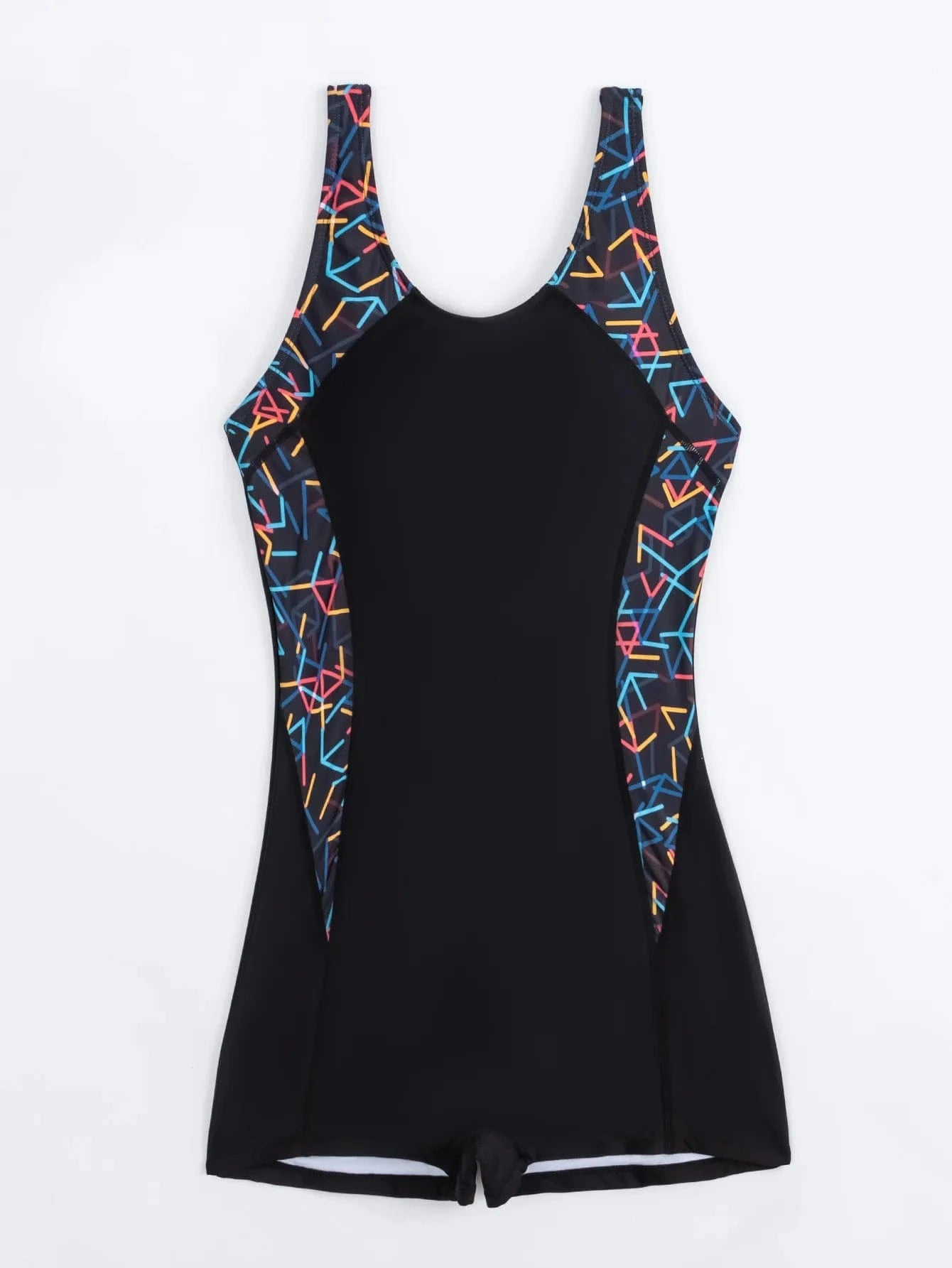 Maillot Une Pièce Sport Bleu Marine avec Motifs Géométriques – Élégance et Performance Assurée