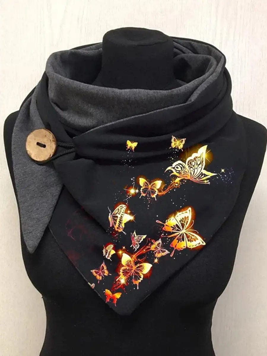 Papillons Dorés | Snood Motif Papillons black / 135x50 cm