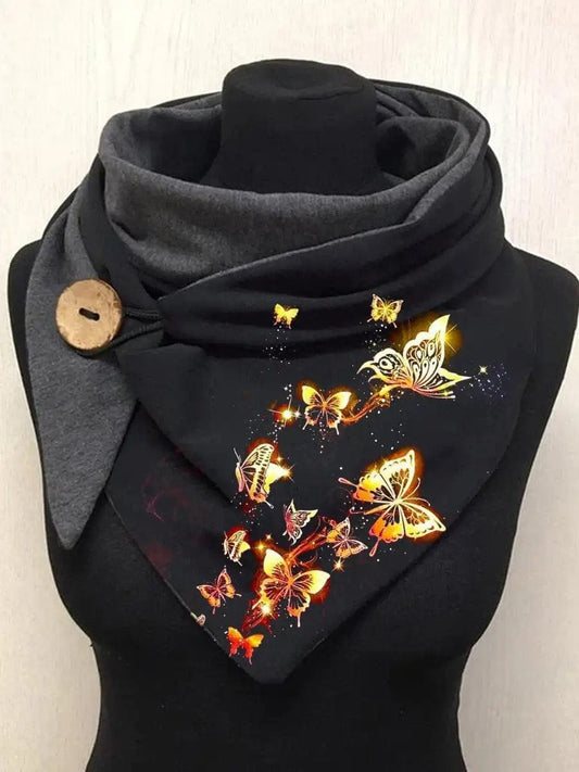 Papillons Dorés | Snood Motif Papillons black / 135x50 cm