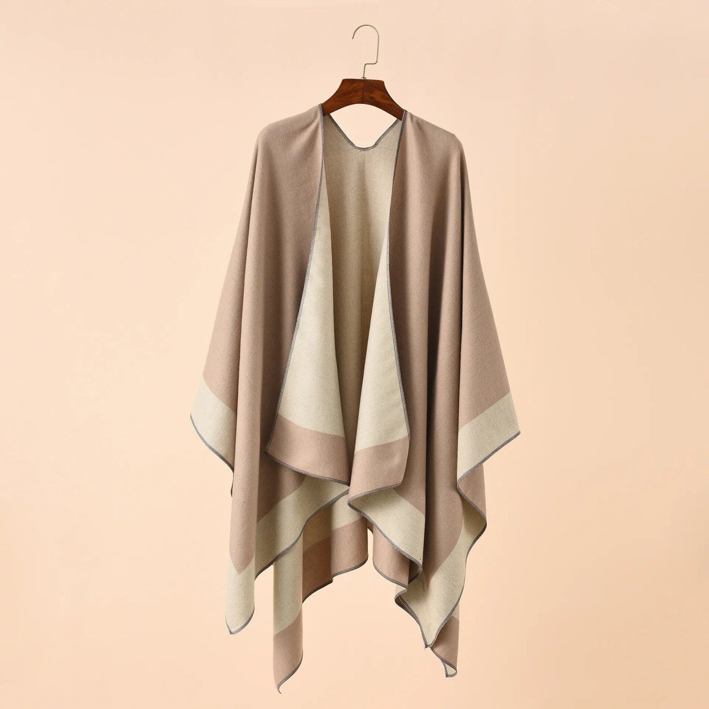 Poncho en cachemire bicolore Touché Luxe Beige