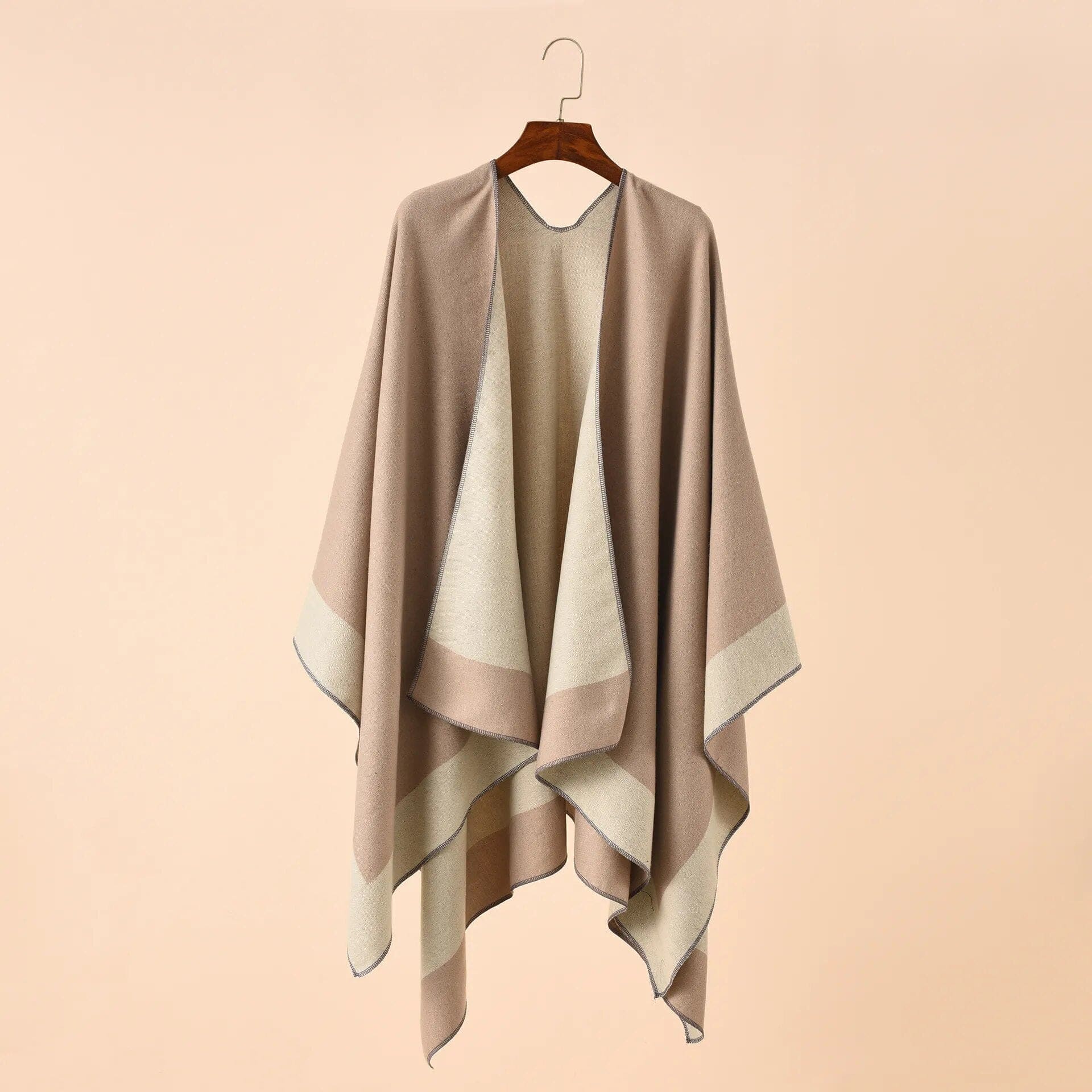 Poncho en cachemire bicolore Touché Luxe Beige